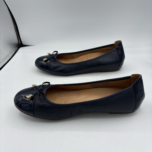 Vionic Shoes Womens Size 11 Minna Leather Ballet Flats Navy Blue w Box - Picture 9 of 10